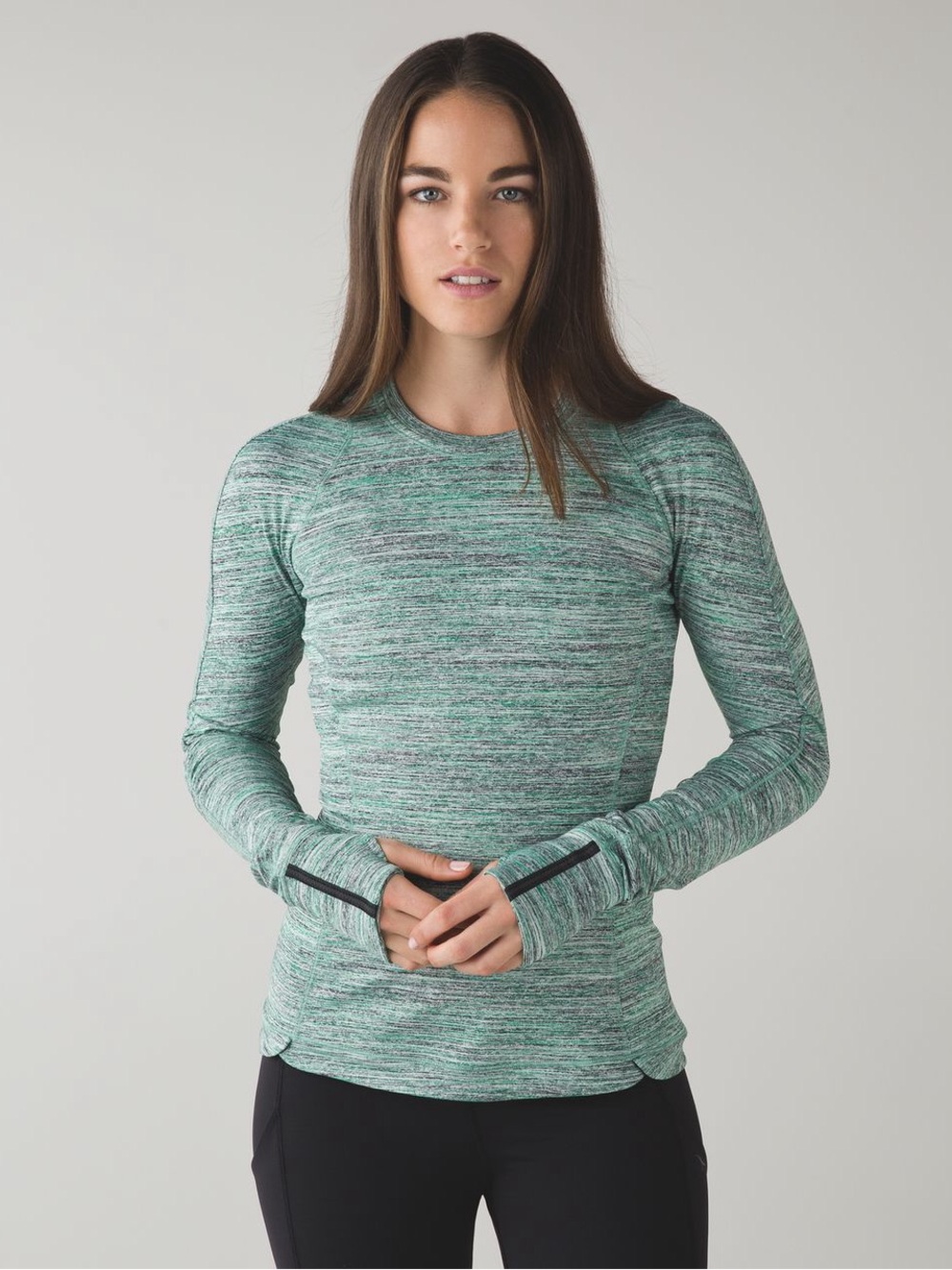 Lululemon Runderful LS Space Dye Camo Forage Teal Black / Black Size 6